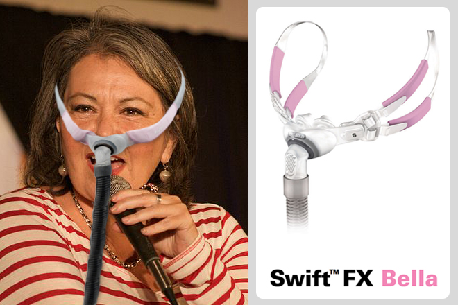 Roseanne-Barr-Swift-FX-Bella-Pink-CPAP-Mask